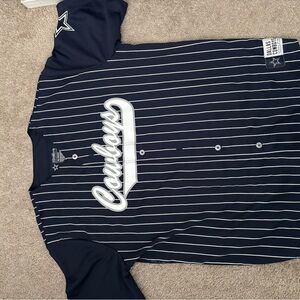 NFL  Dalllas Cowboys Baseball Blue and White Jersey Shirt